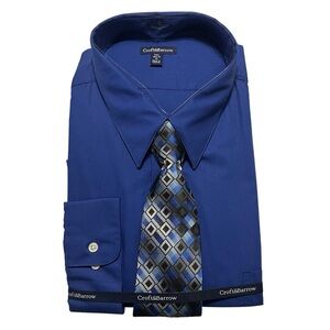 NWT Croft & Barrow Blue Long Sleeved Dress Shirt With Tie Men's 18 1/2 36 XXL